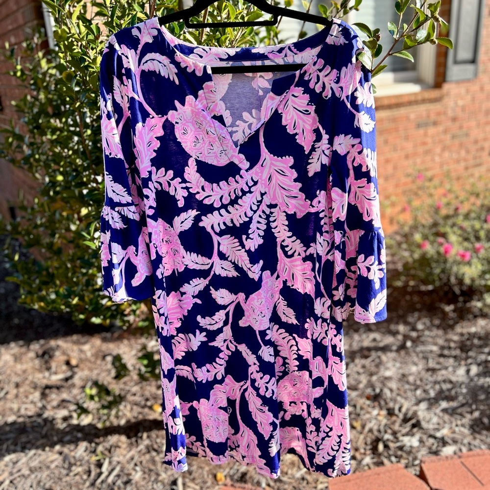 Lilly Pulitzer Size XL NWOT What The Shell Tasha Dress Galaxy Blue
